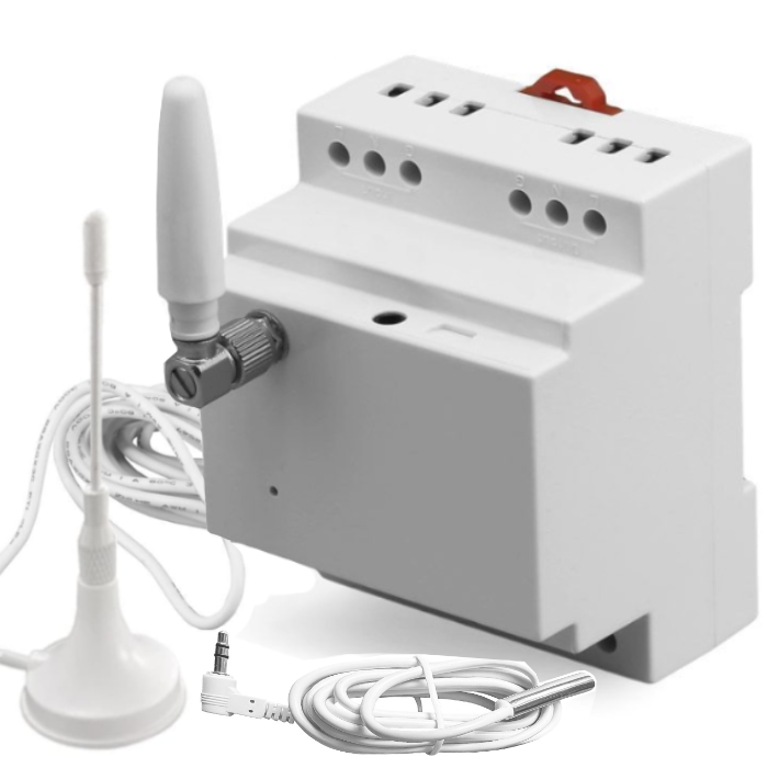 Контроллер питания GSM 4G на DIN рейку с управлением по СМС и звонку, 16А с нагрузкой 3.5 кВт, контакты для датчиков SimPal-D220